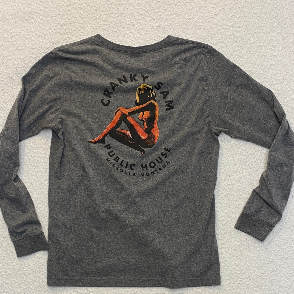 Cranky Sam Public House Gray Long Sleeve Tee Naked